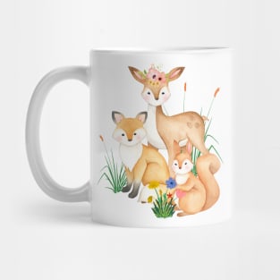 Forest Animals Deer, Fox, and Squirrel Mug